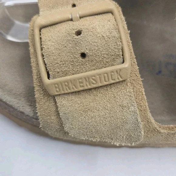 Birkenstock Sandals Size 41 Womens 10 N Arizona Latte Beige Leather Slip On Soft - Picture 4 of 14